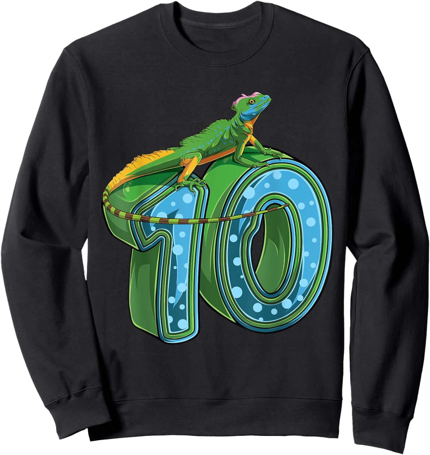 10 Year Old Lizard Reptile 10th Birthday Party B-day Sweatshirt - Sweatshirt | Black