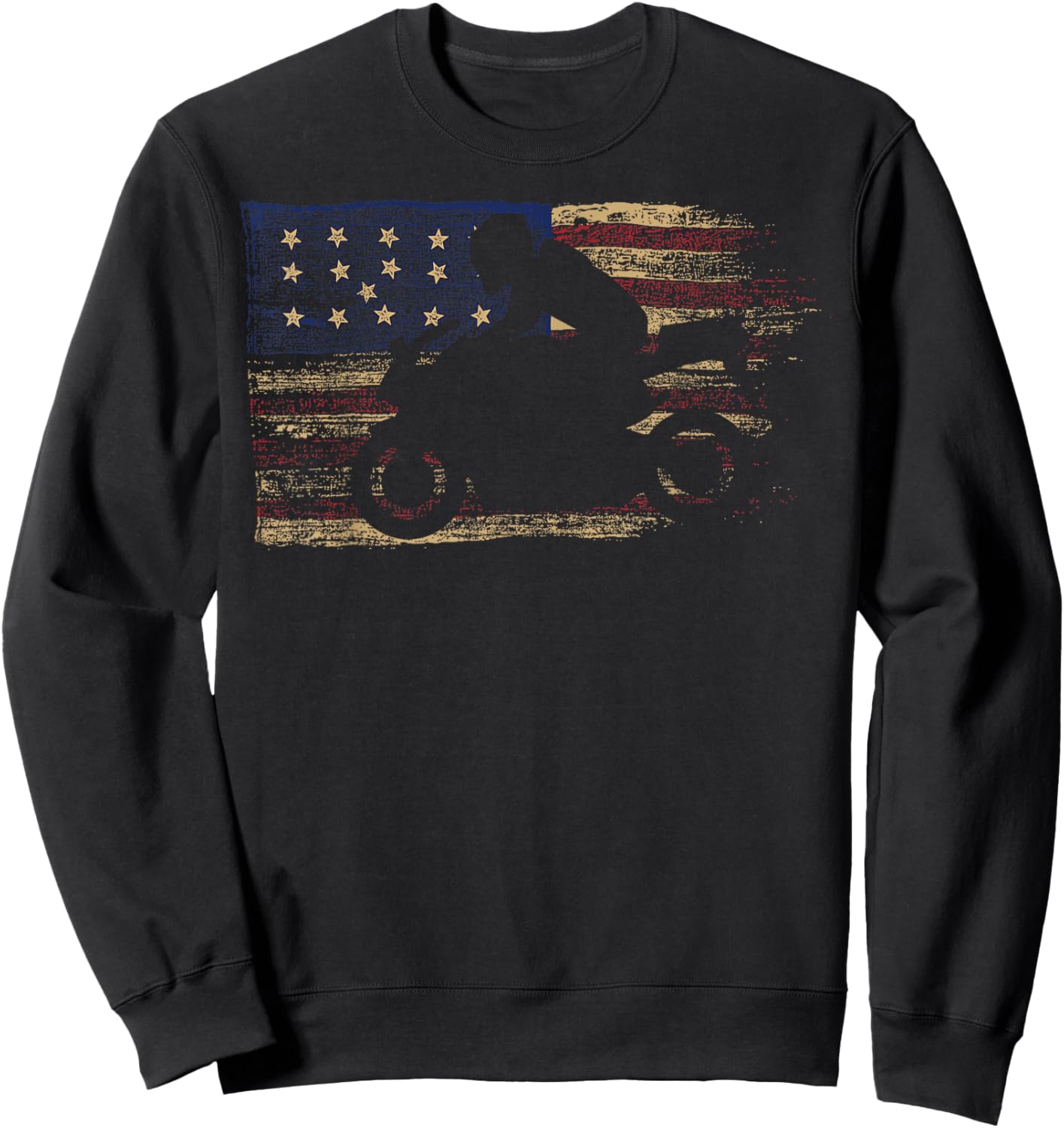 American Flag Motorcycle Biker Racing Machine Sweatshirt - Sweatshirt | Black