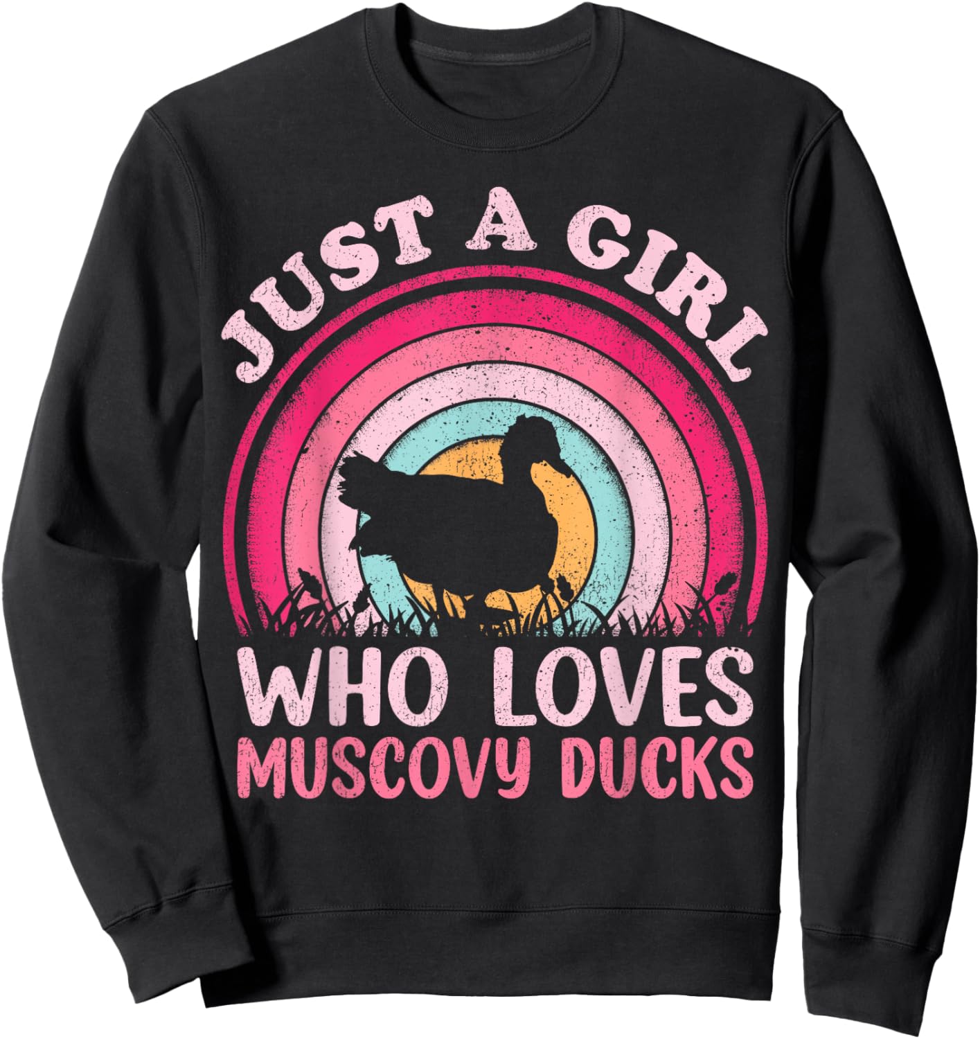 Duck Bird Vintage Retro Just A Girl Who Loves Muscovy Ducks Sweatshirt - Sweatshirt | Black