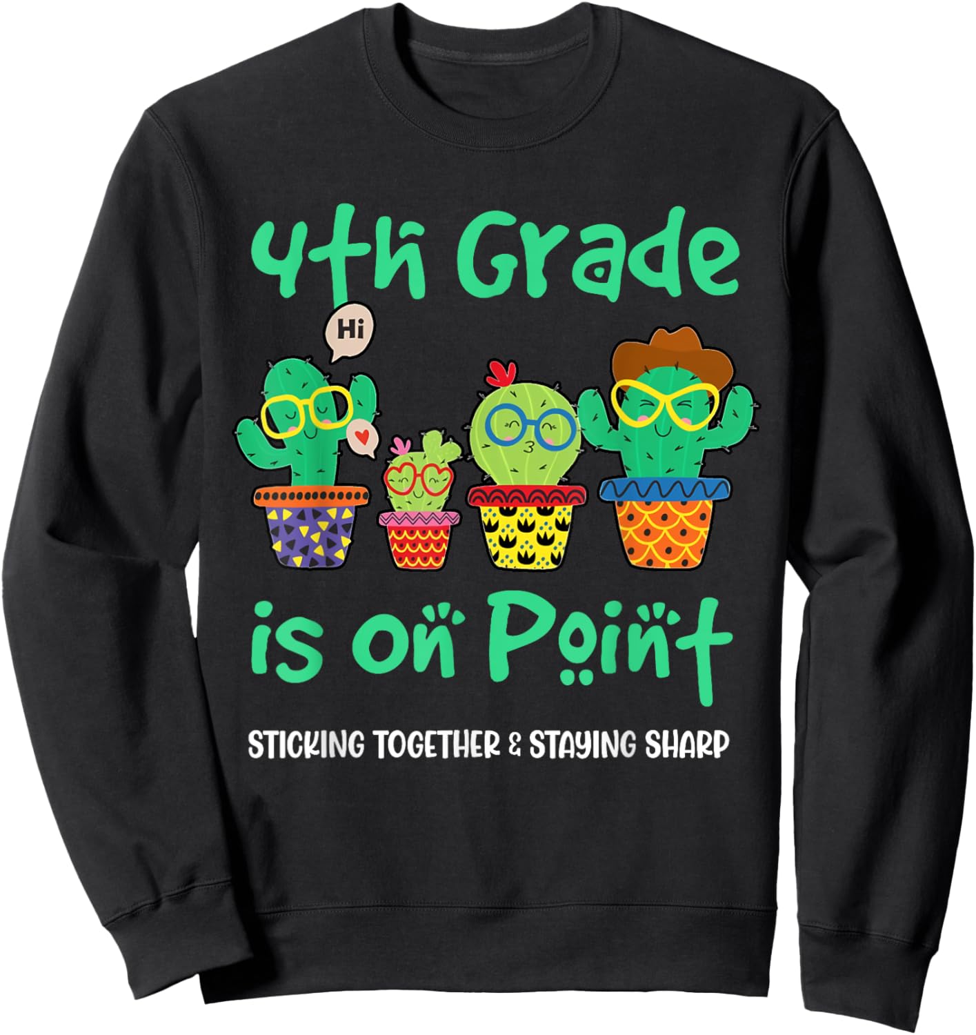 4th Grade Squad Cactus Plant Back To School Teacher Kids Sweatshirt - Sweatshirt | Black