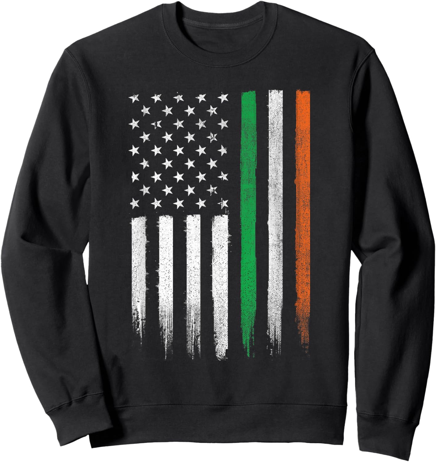 Patriotic Irish American Flag Ireland St. Patrick's Day Sweatshirt - Sweatshirt | Black