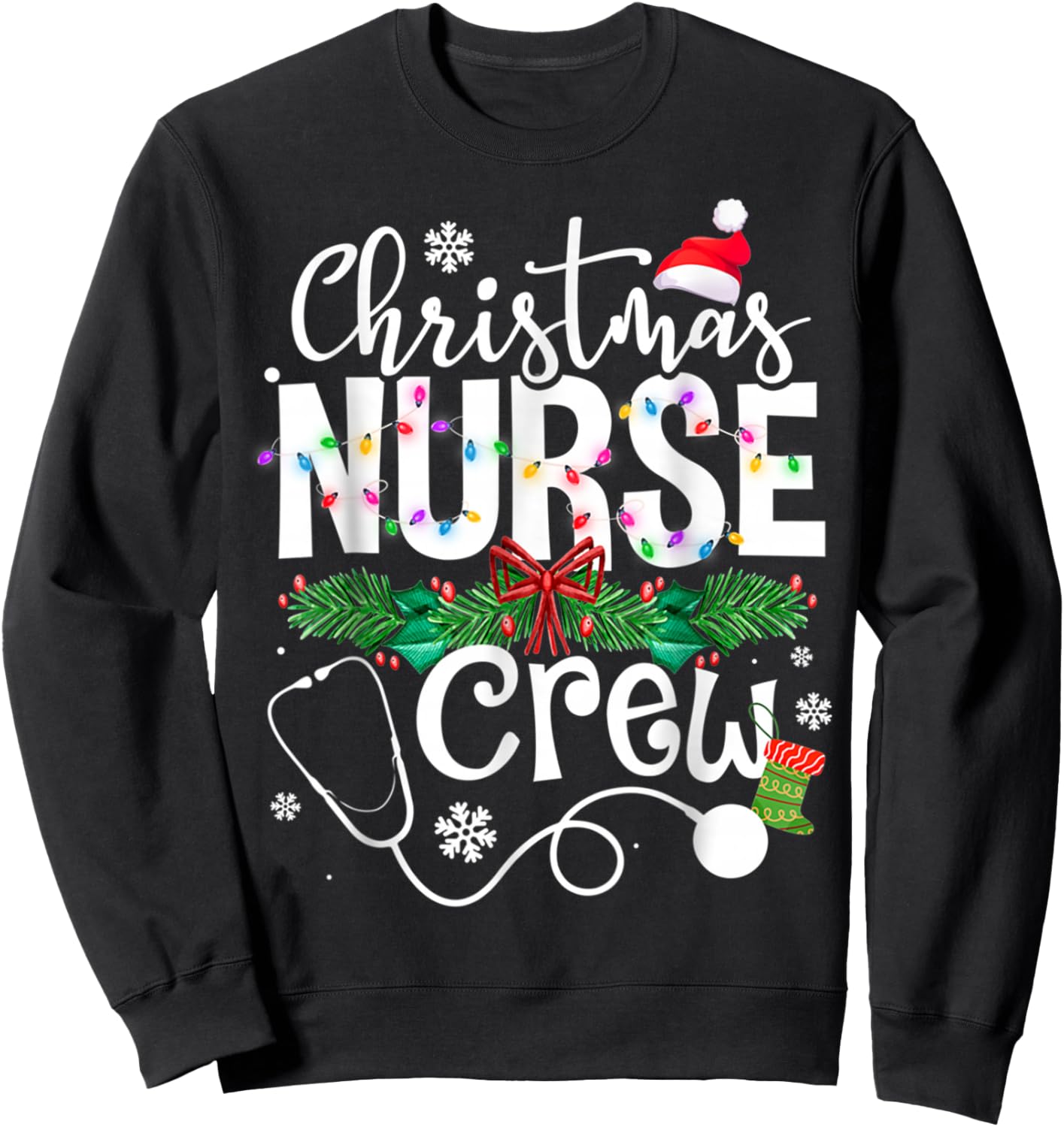 Christmas Nurse Crews Xmas Nursing Matching Holiday Sweatshirt - Sweatshirt | Black