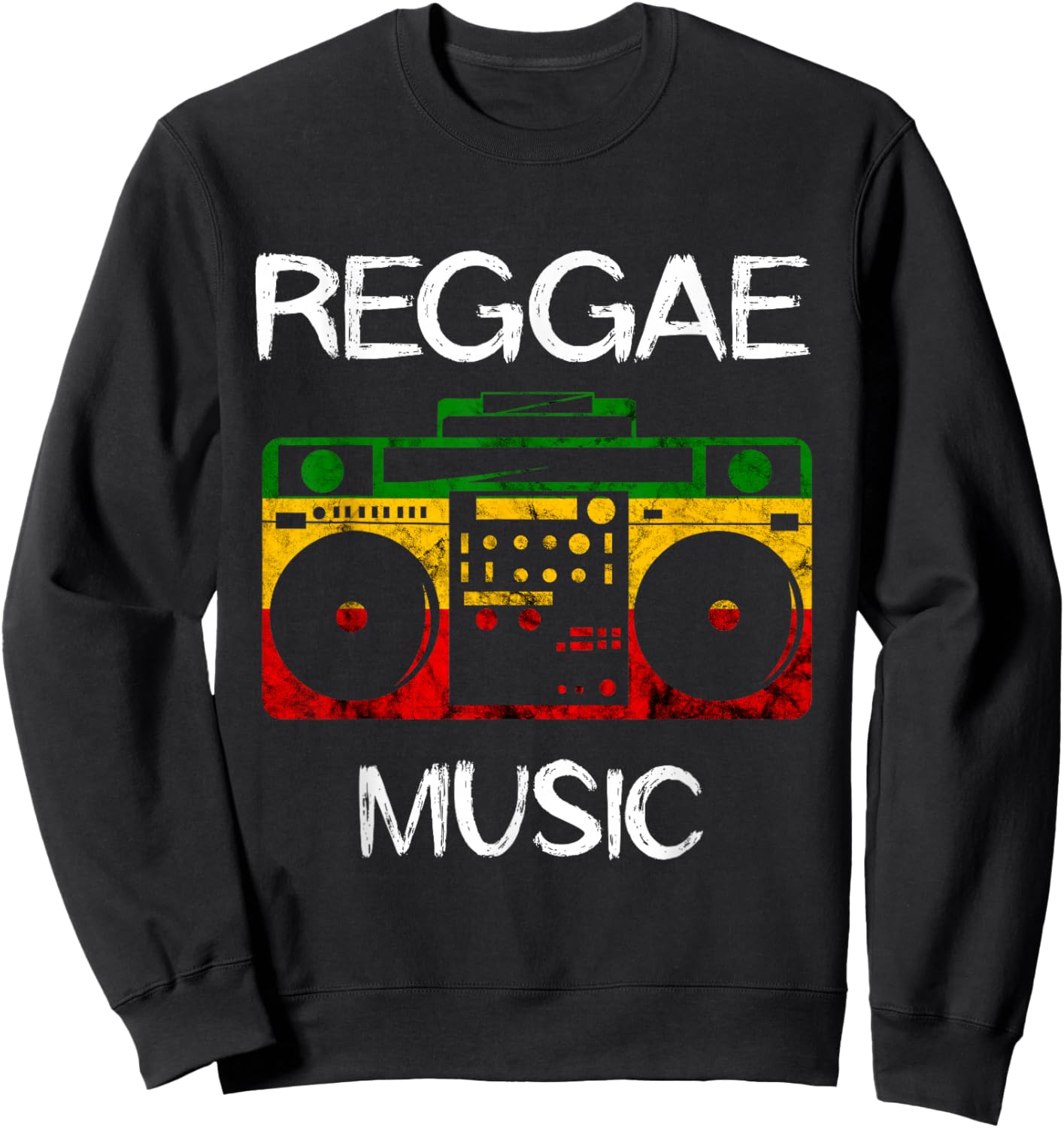 Reggae Music Boombox Music Box Rastafarian Jamaica Reggaeton Sweatshirt - Sweatshirt | Black