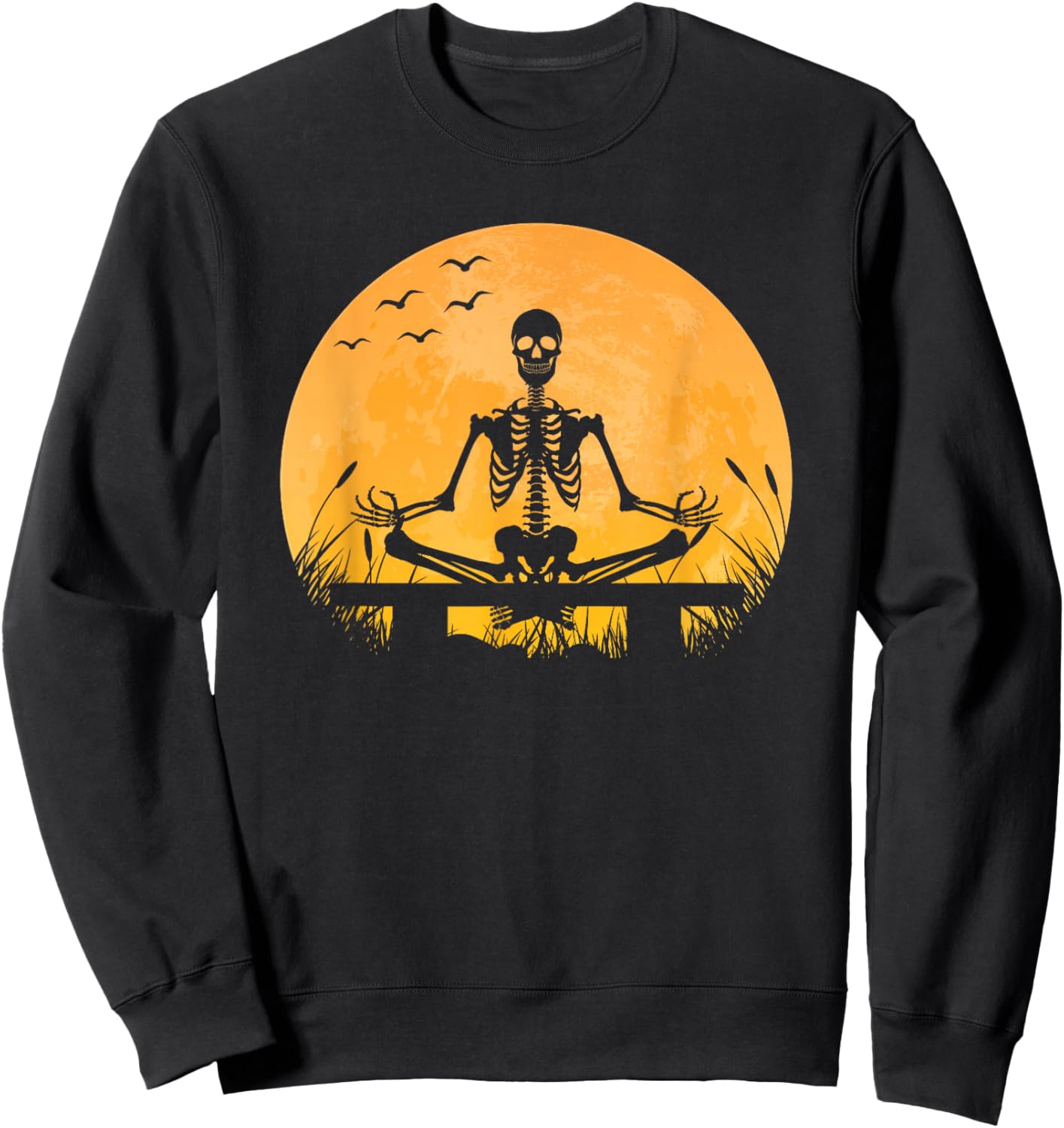 Yoga Meditation | Skeleton meditates | Moon | Yoga Pose Sweatshirt - Sweatshirt | Black