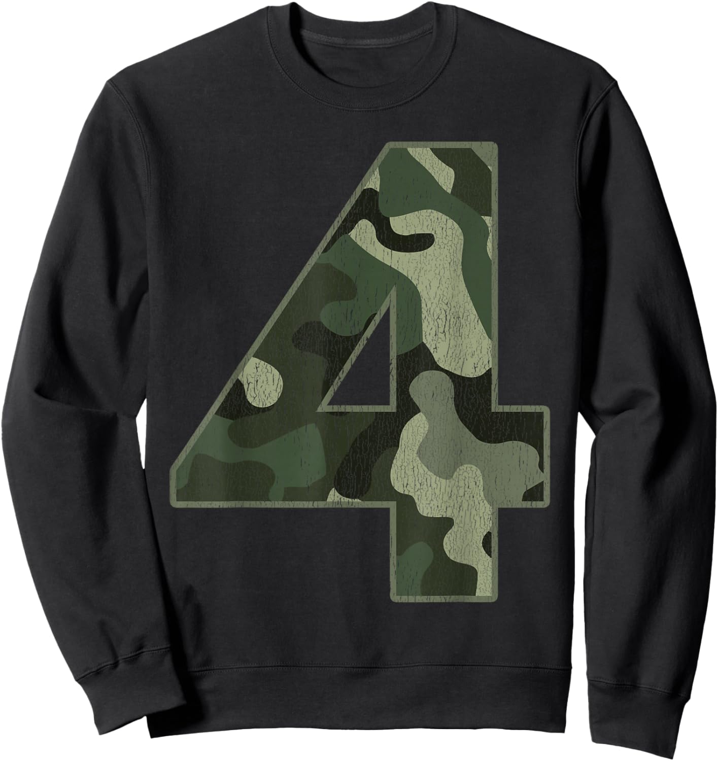 4th Birthday Army Birthday Party 4 Years Old Camo Number 4 Sweatshirt - Sweatshirt | Black