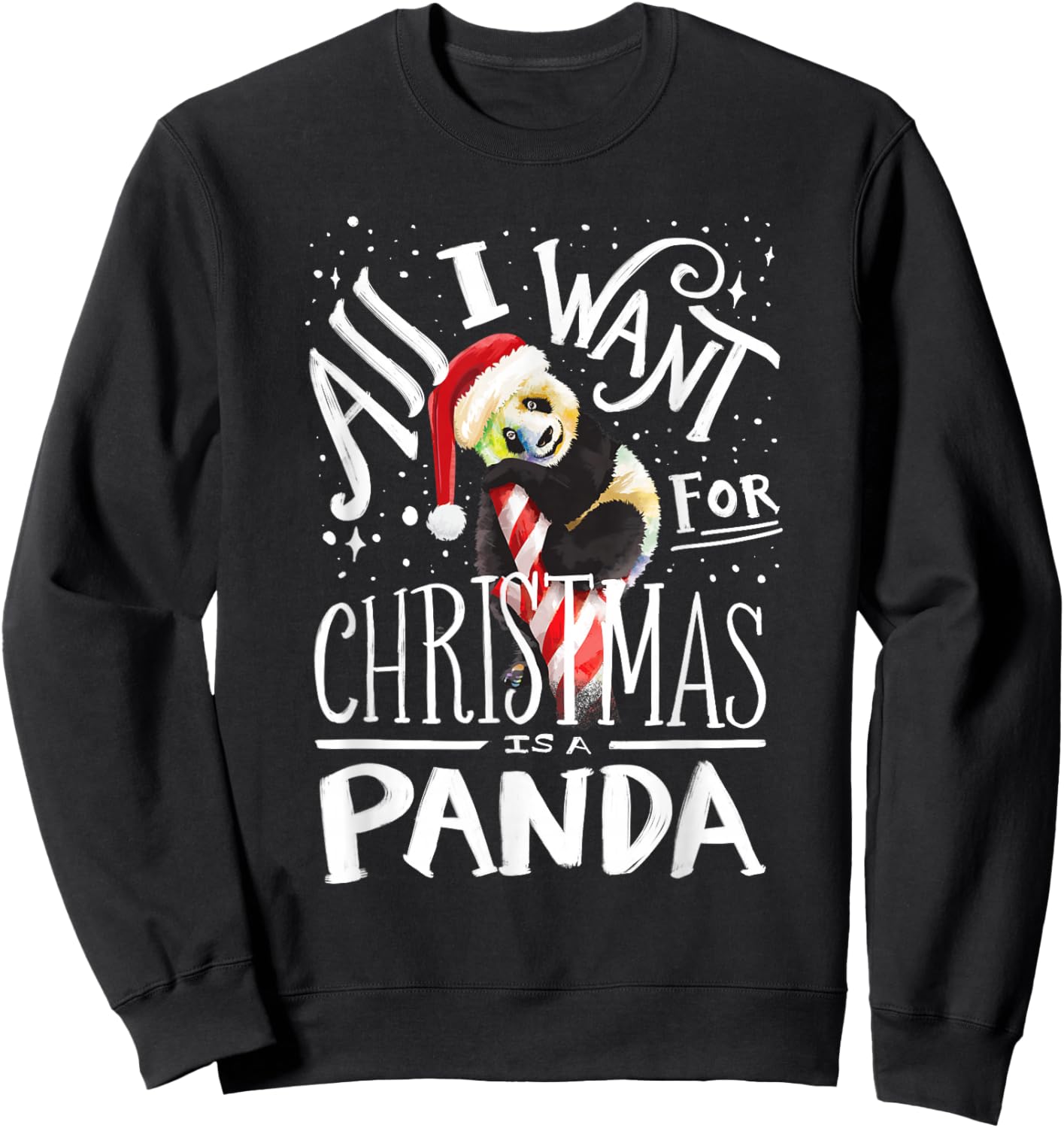 Panda Christmas Santa Hat Xmas Panda Lover Sweatshirt - Sweatshirt | Black