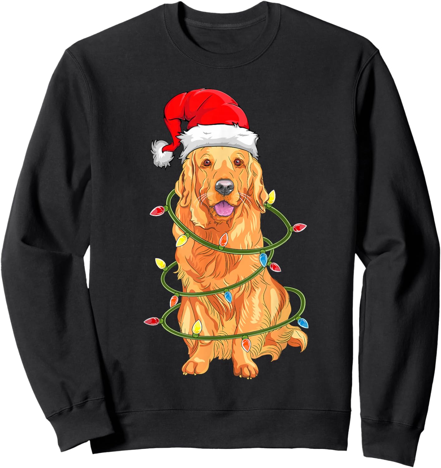 Christmas Dog Shirt, Christmas Golden retriever Pajama Sweatshirt - Sweatshirt | Black