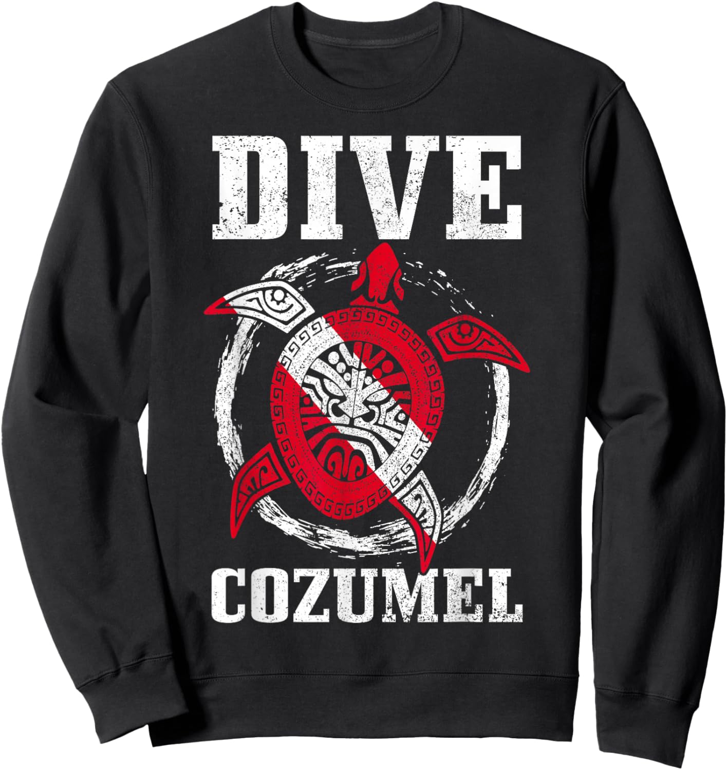 Cozumel Mexico Sea Turtle Diving Flag Sweatshirt - Sweatshirt | Black