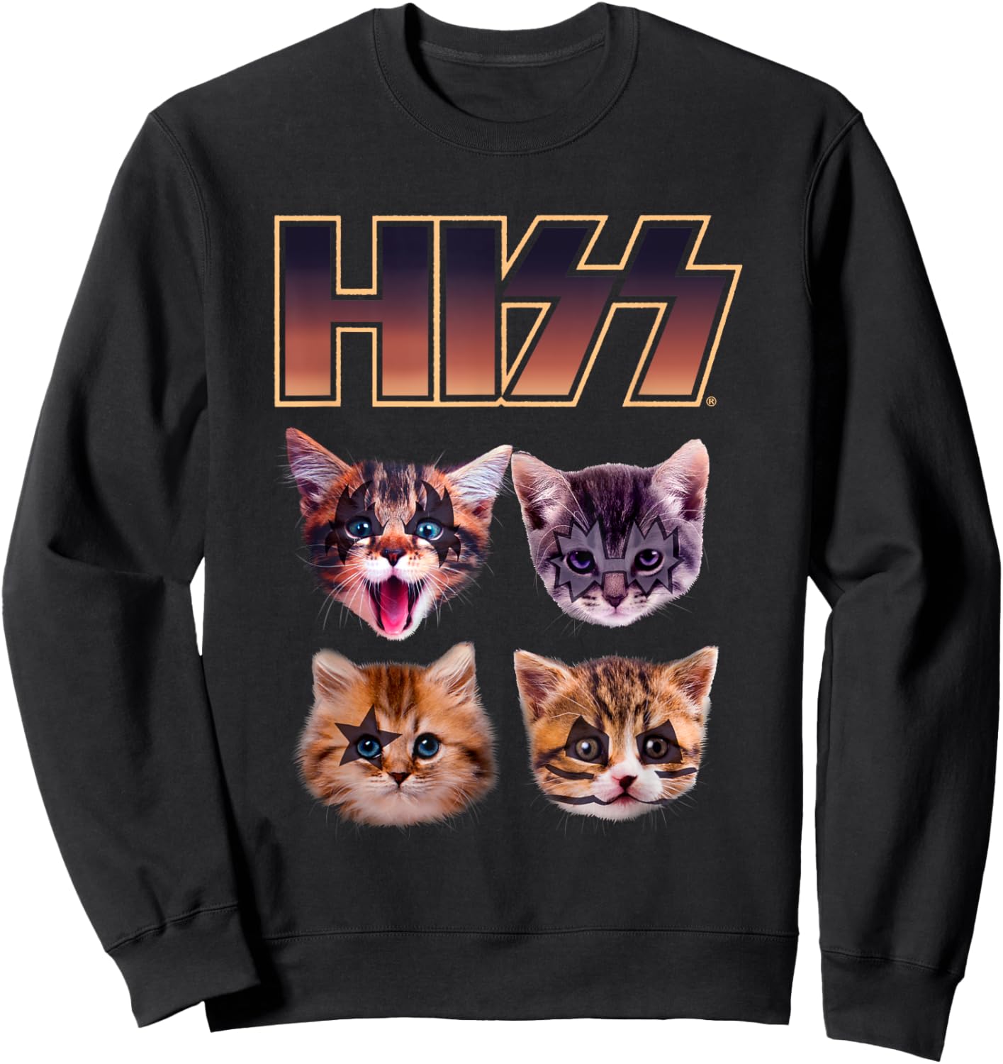HISS Cat Funny Cats Lover Kittens Rock Music Cat Hiss Men Women Kids Sweatshirt - Sweatshirt | Black