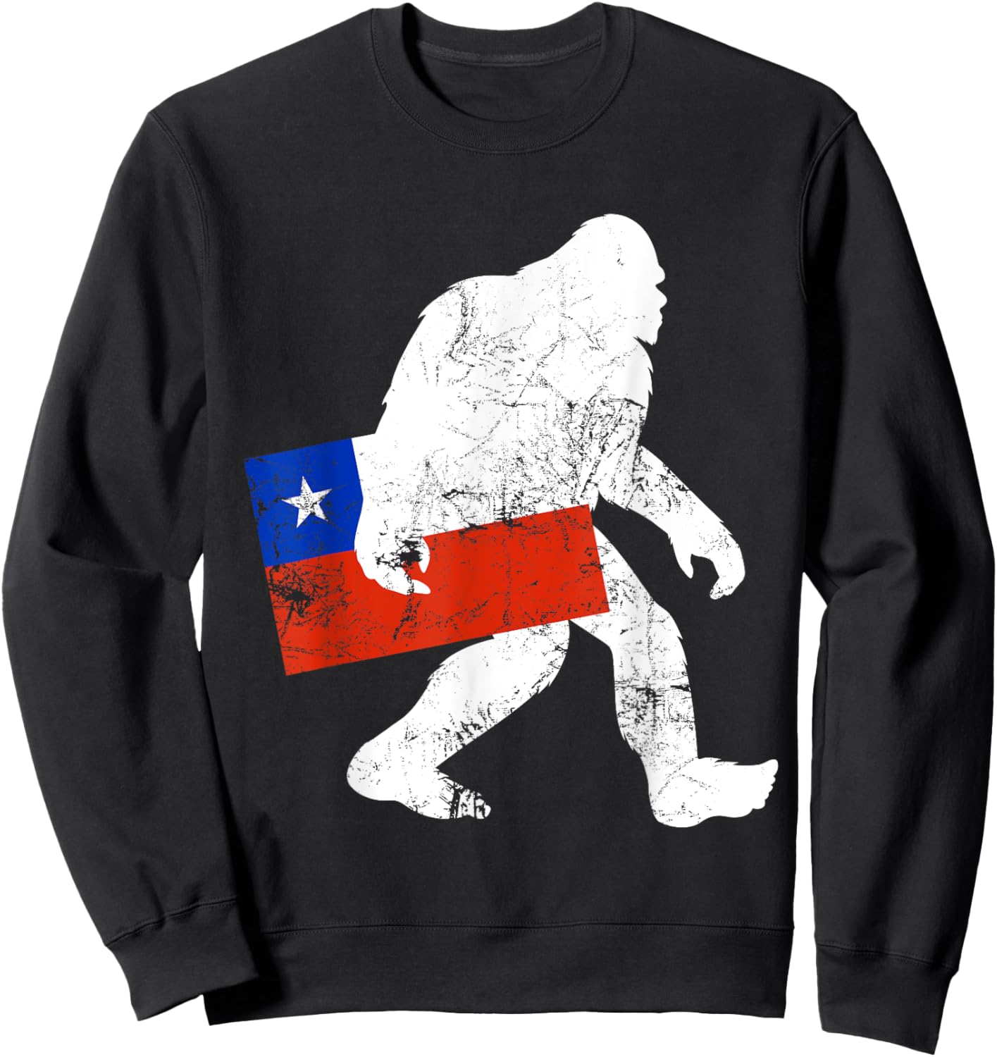 Funny Chilean Bigfoot Chile Flag Sasquatch Sweatshirt - Sweatshirt | Black