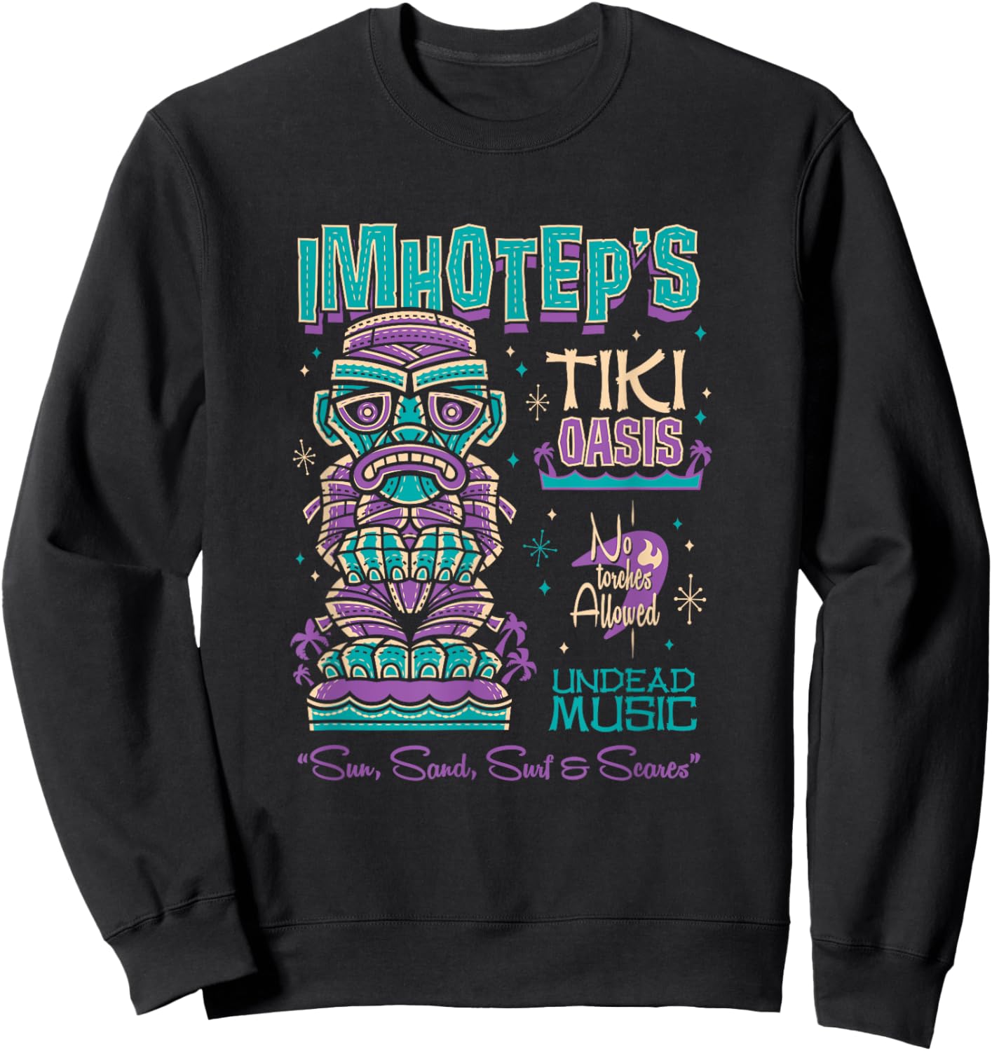 The Mummy Creepy Cute Tiki Lounge - Vacation Surf Monster Sweatshirt - Sweatshirt | Black