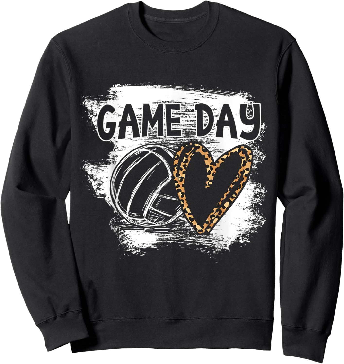 Volleyball Game Day Leopard Cheetah Women Volleyball Girl Small Sweatshirt - Sweatshirt | Black