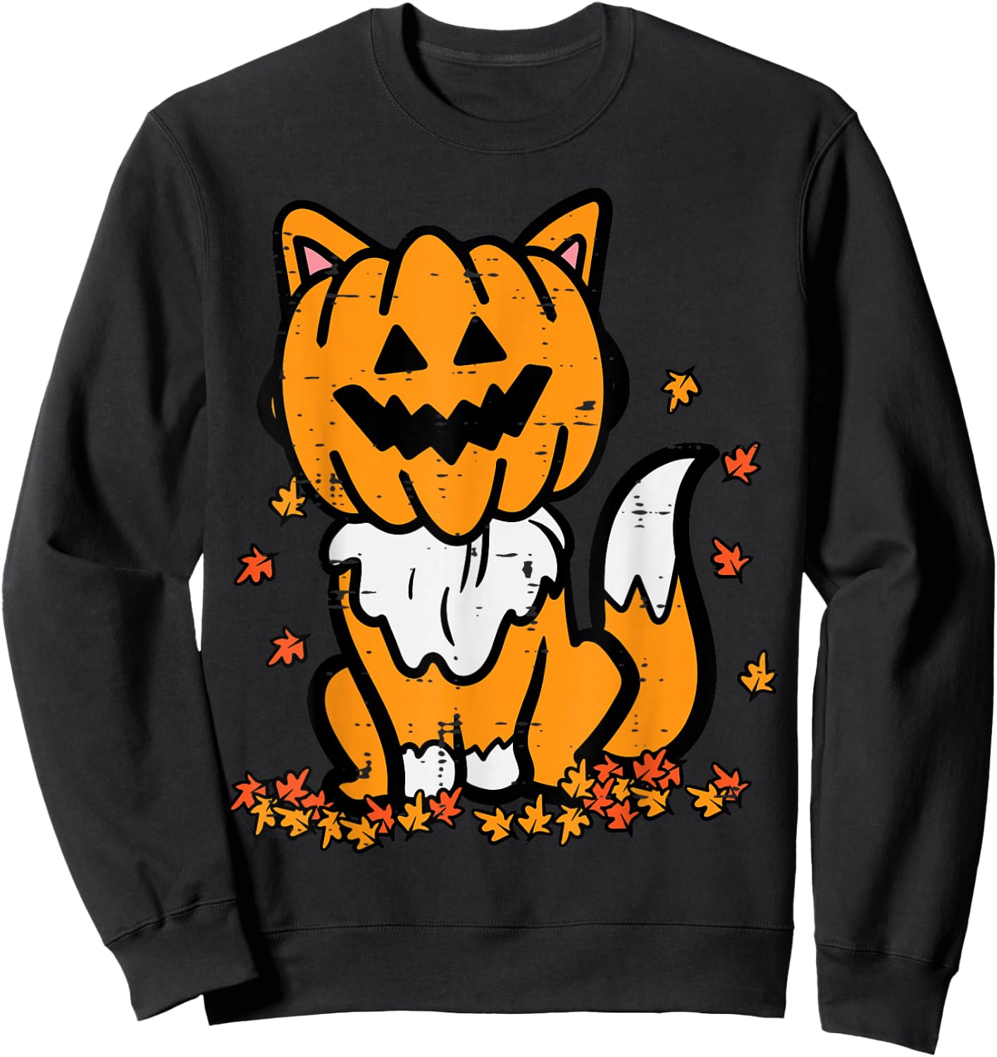 Halloween Fox Pumpkin Fall Autumn Costume Kids Women Men Sweatshirt - Sweatshirt | Black
