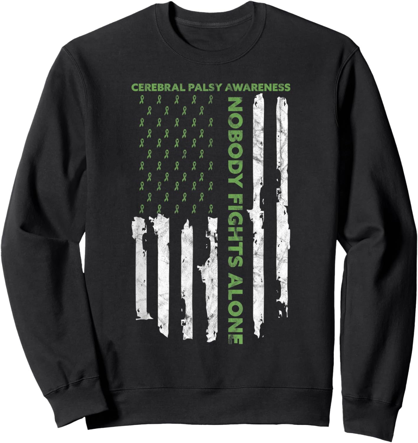 Fight Cerebral Palsy Awareness Month American Flag CP Sweatshirt - Sweatshirt | Black