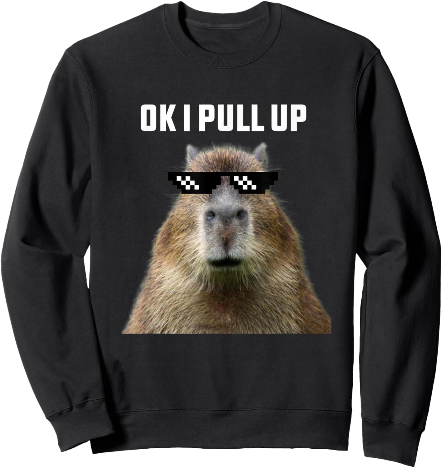 Ok I Pull Up Capybara , Black Sweatshirt - Sweatshirt | Black