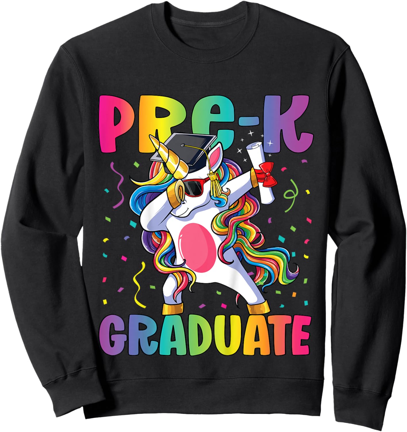 Pre Kindergarten Graduation Dabbing Unicorn Pre-K Graduate Sweatshirt - Sweatshirt | Black