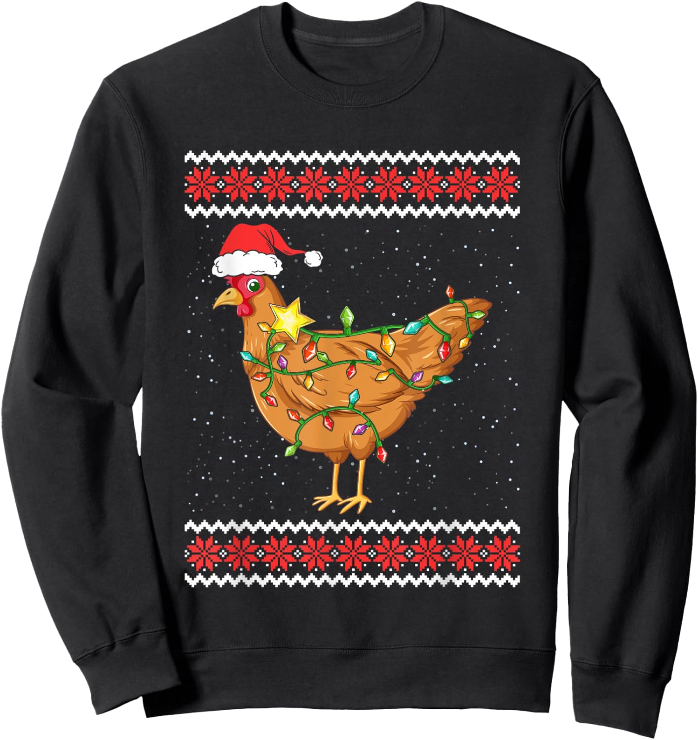 Hen Christmas Ugly Christmas Sweater Funny Chicken Sweatshirt - Sweatshirt | Black