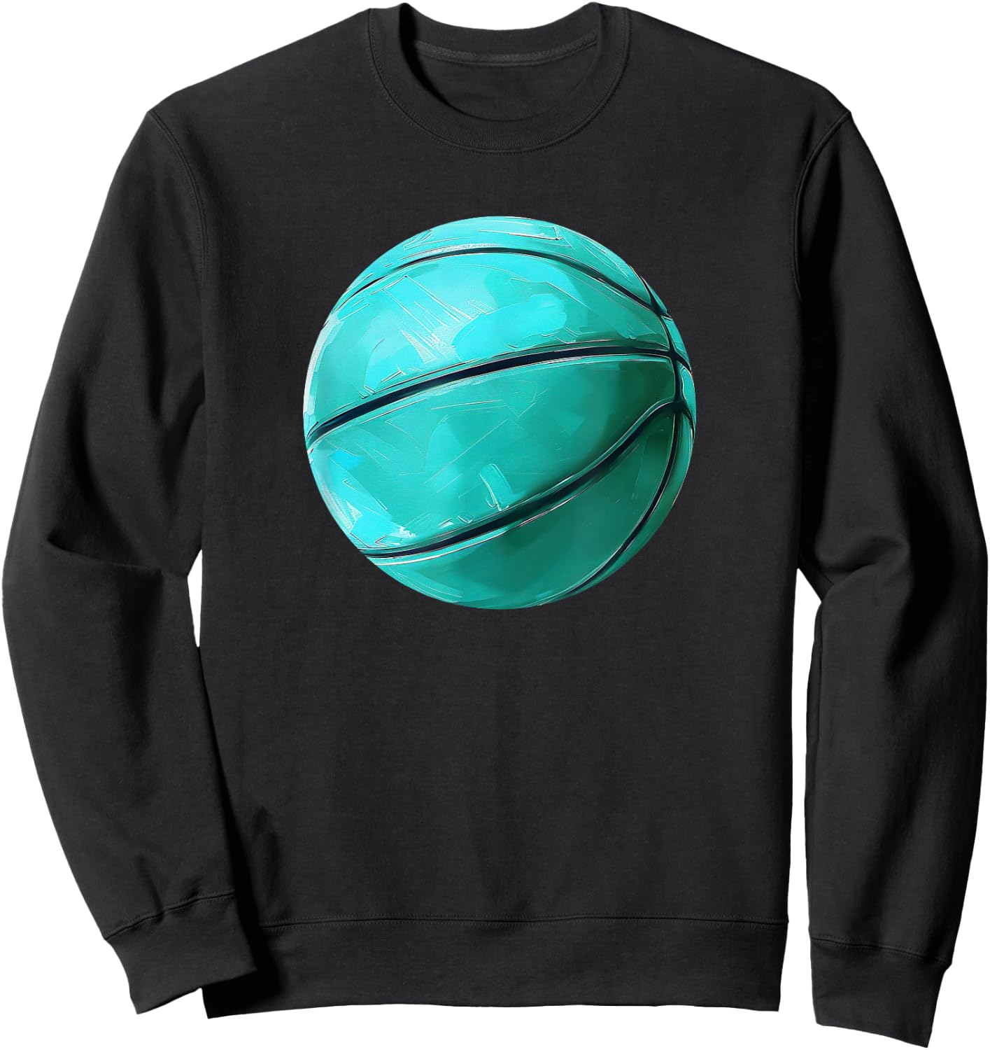 Basketball Ball Sports Teal Turquoise Black Sweatshirt - Sweatshirt | Black