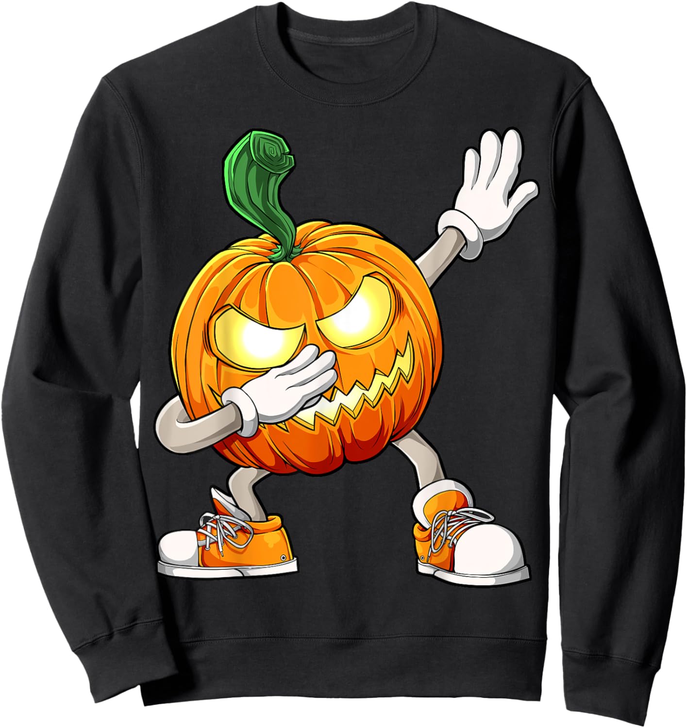 Halloween Boys Dabbing Scary Pumpkin Jack O Lantern Dab Sweatshirt - Sweatshirt | Black
