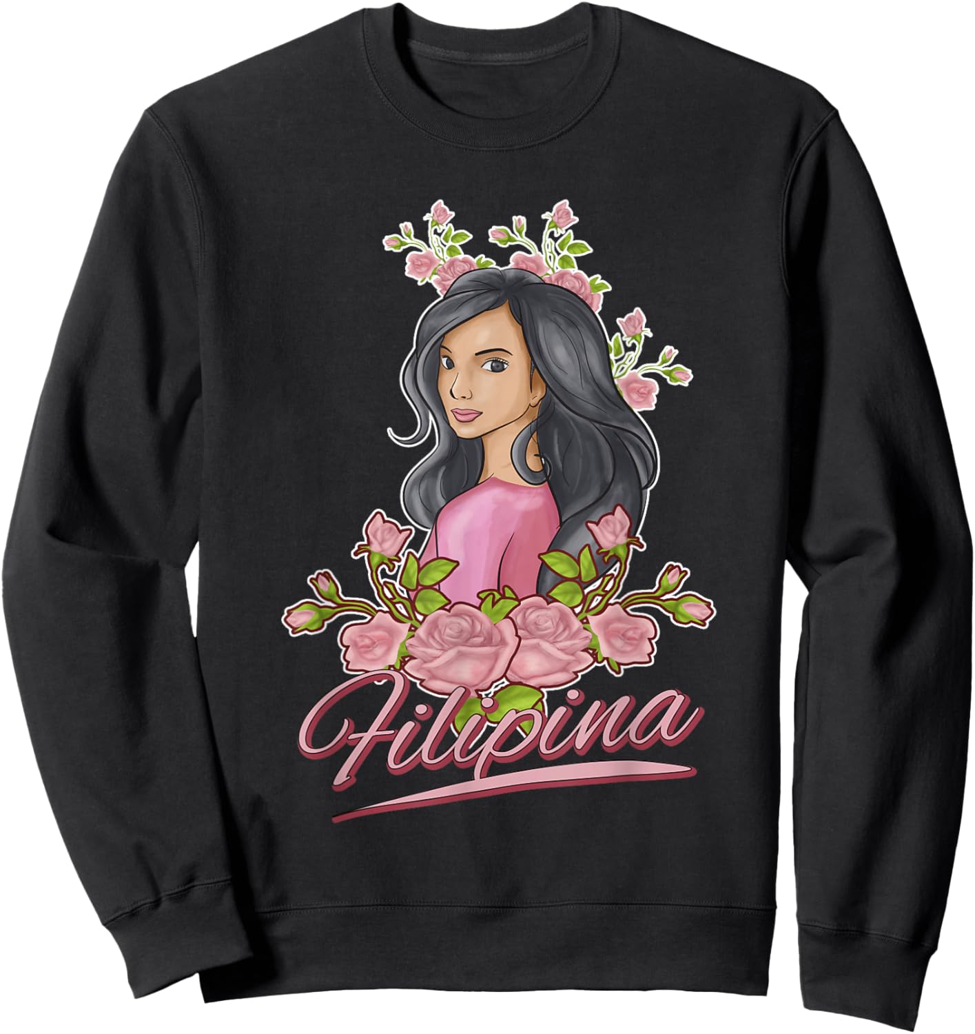 Philippines Filipina Flowers Filipino Girls Sweatshirt - Sweatshirt | Black