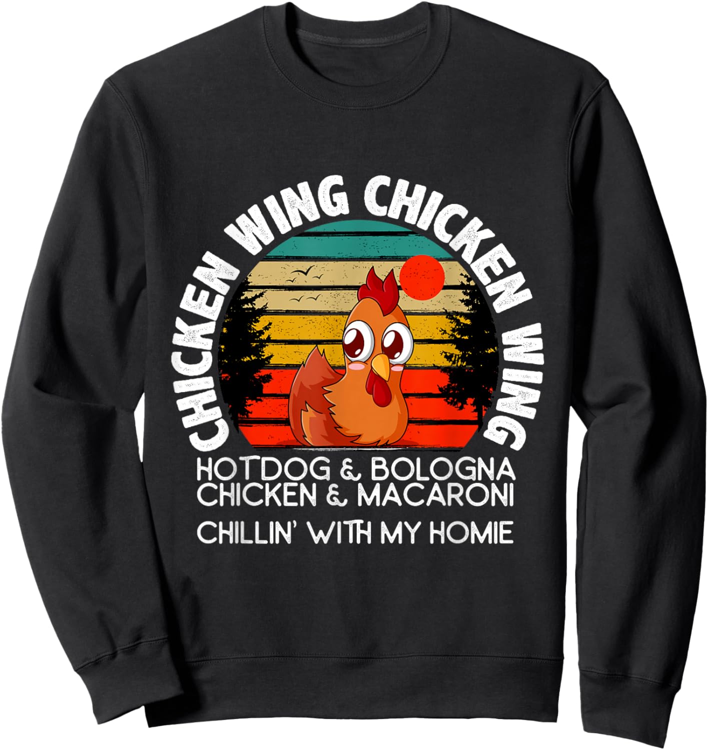 Chicken Wing Chicken Wing Hot Dog Bologna Macaroni Sweatshirt - Sweatshirt | Black