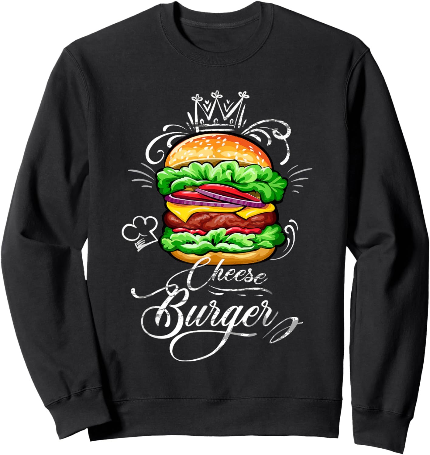 Vintage Best Delicious Cheeseburger With Crown Sweatshirt - Sweatshirt | Black