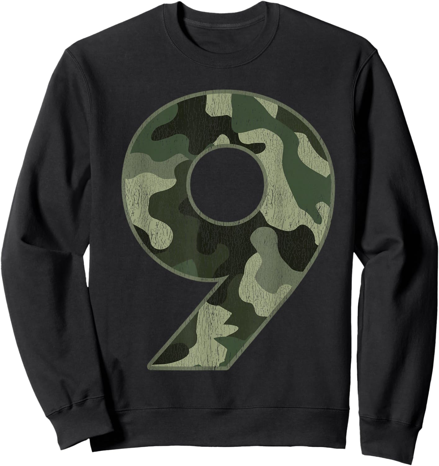 9th Birthday Army Birthday Party 9 Years Old Camo Number 9 Sweatshirt - Sweatshirt | Black