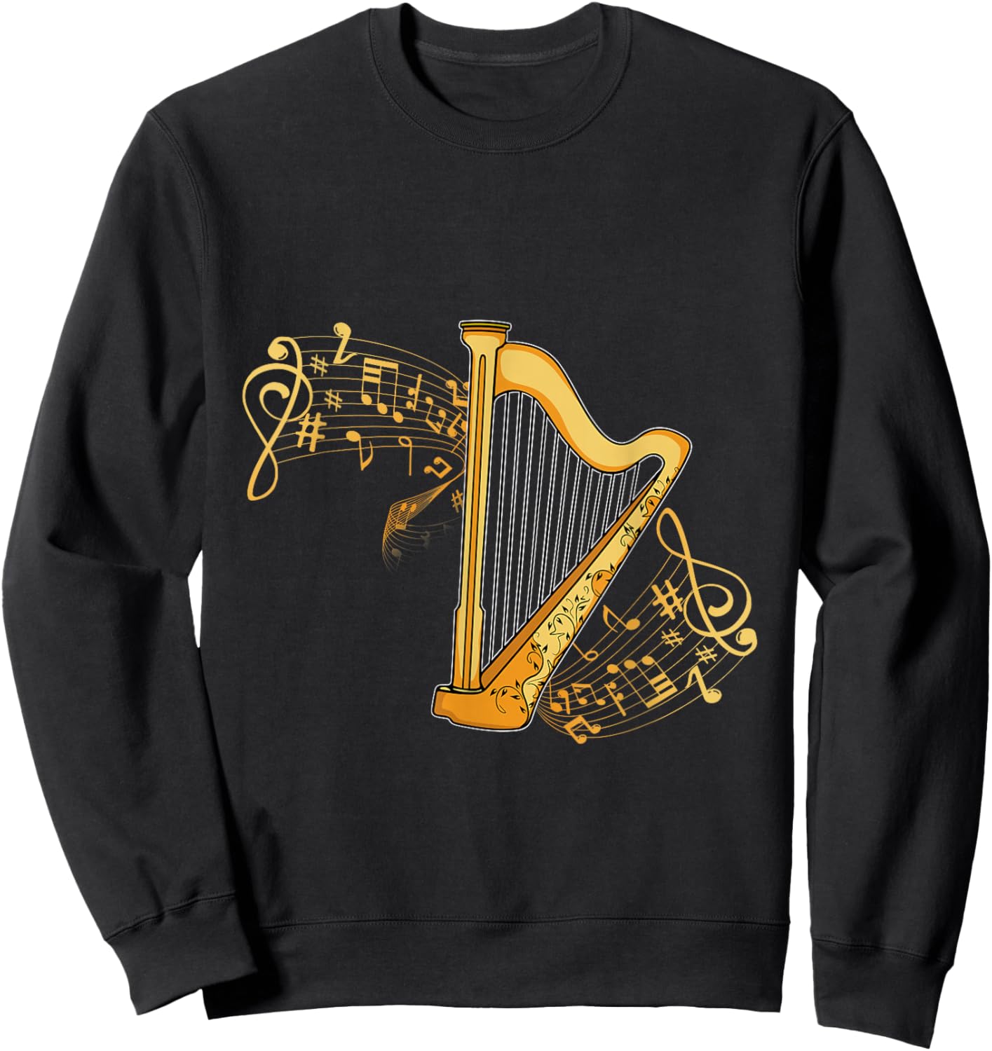Harp Player Girls Harpist Women Men Music Harp Sweatshirt - Sweatshirt | Black