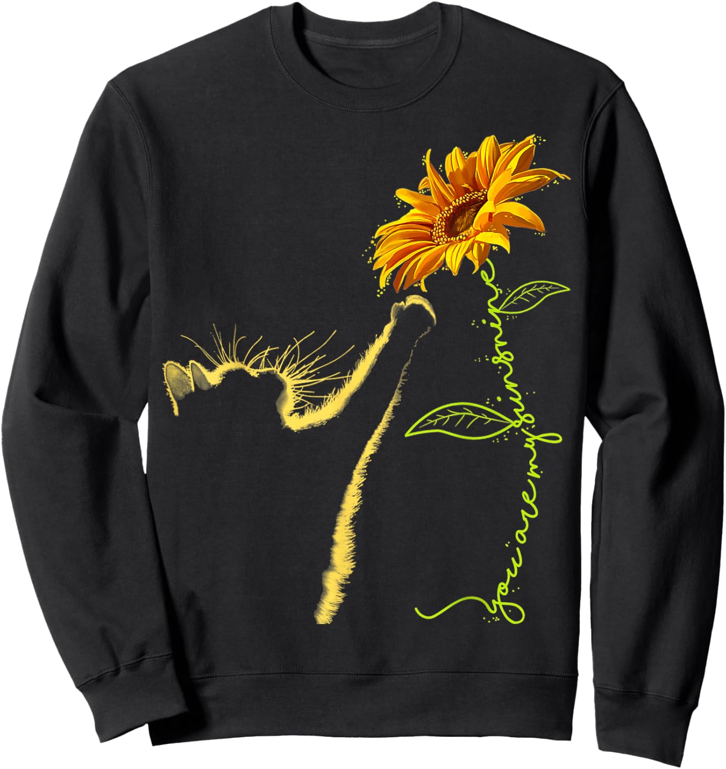 Cat Sunflower Gifts for Cat Lovers, Cat Mom, Cat Lady, Women Sweatshirt - Sweatshirt | Black