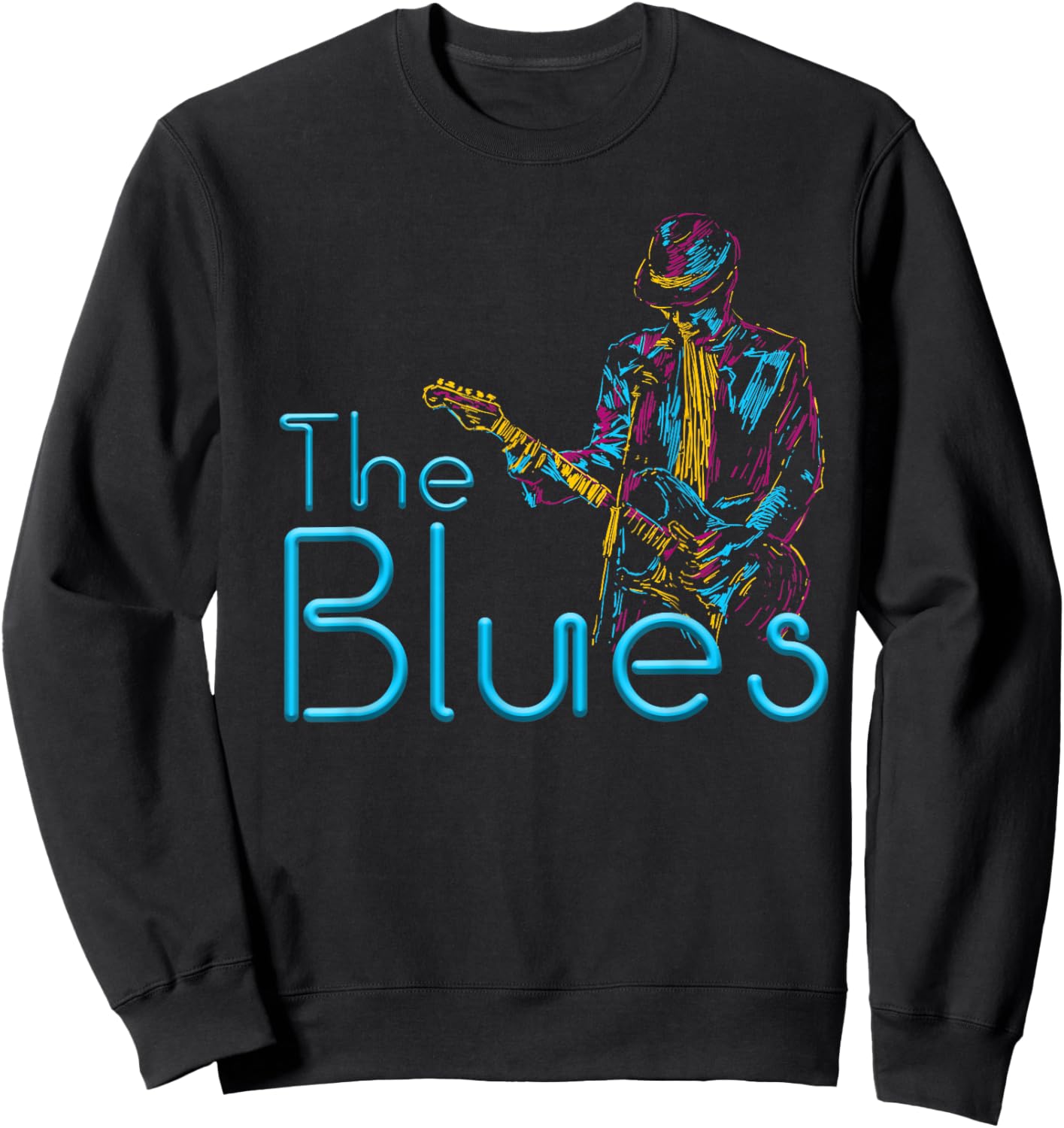 Guitarist Musician Blues Guitar Vintage Blues Music Lover Sweatshirt - Sweatshirt | Black