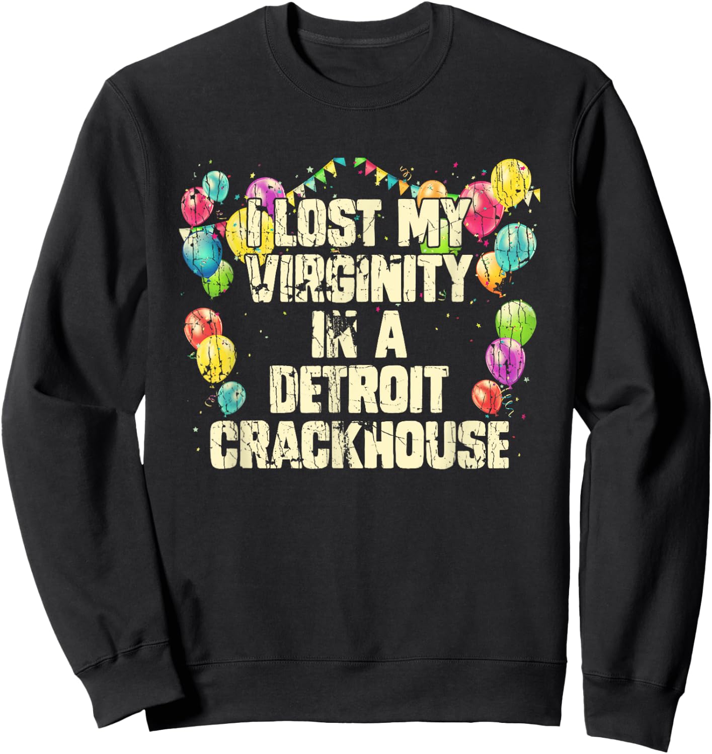 I Lost My Virginity In A Detroit Crackhouse Funny Sweatshirt - Sweatshirt | Black