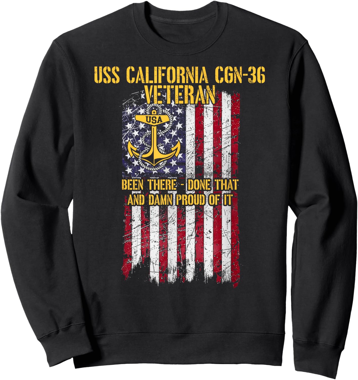 USS California CGN-36 Guided Missile Cruiser Veteran Sweatshirt - Sweatshirt | Black