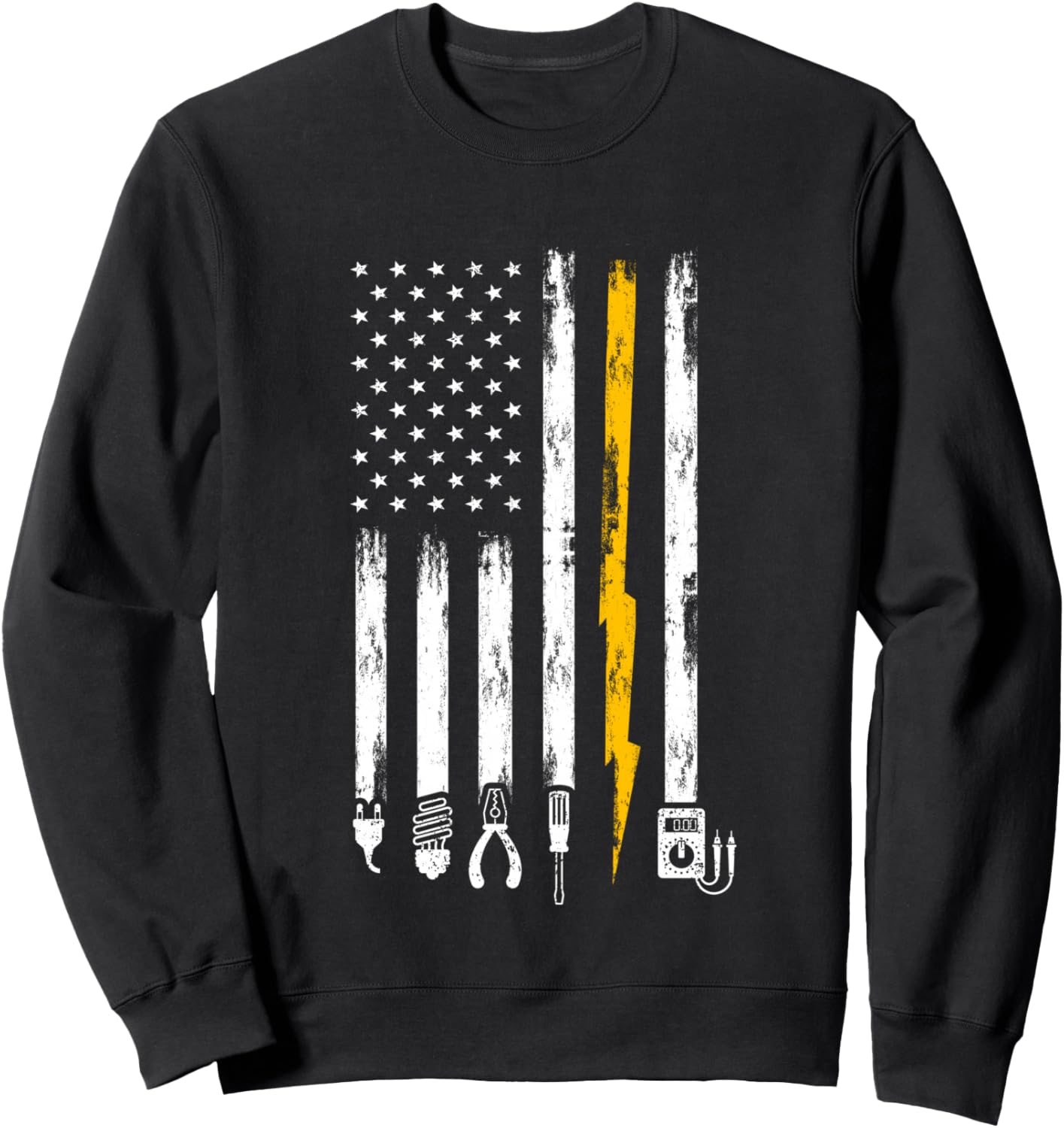 Electrician US Flag Tools for Electricians Sweatshirt - Sweatshirt | Black