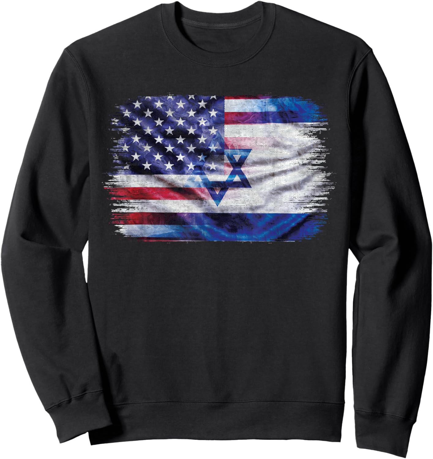 Israeli American Flag Pride Israel USA Sweatshirt - Sweatshirt | Black