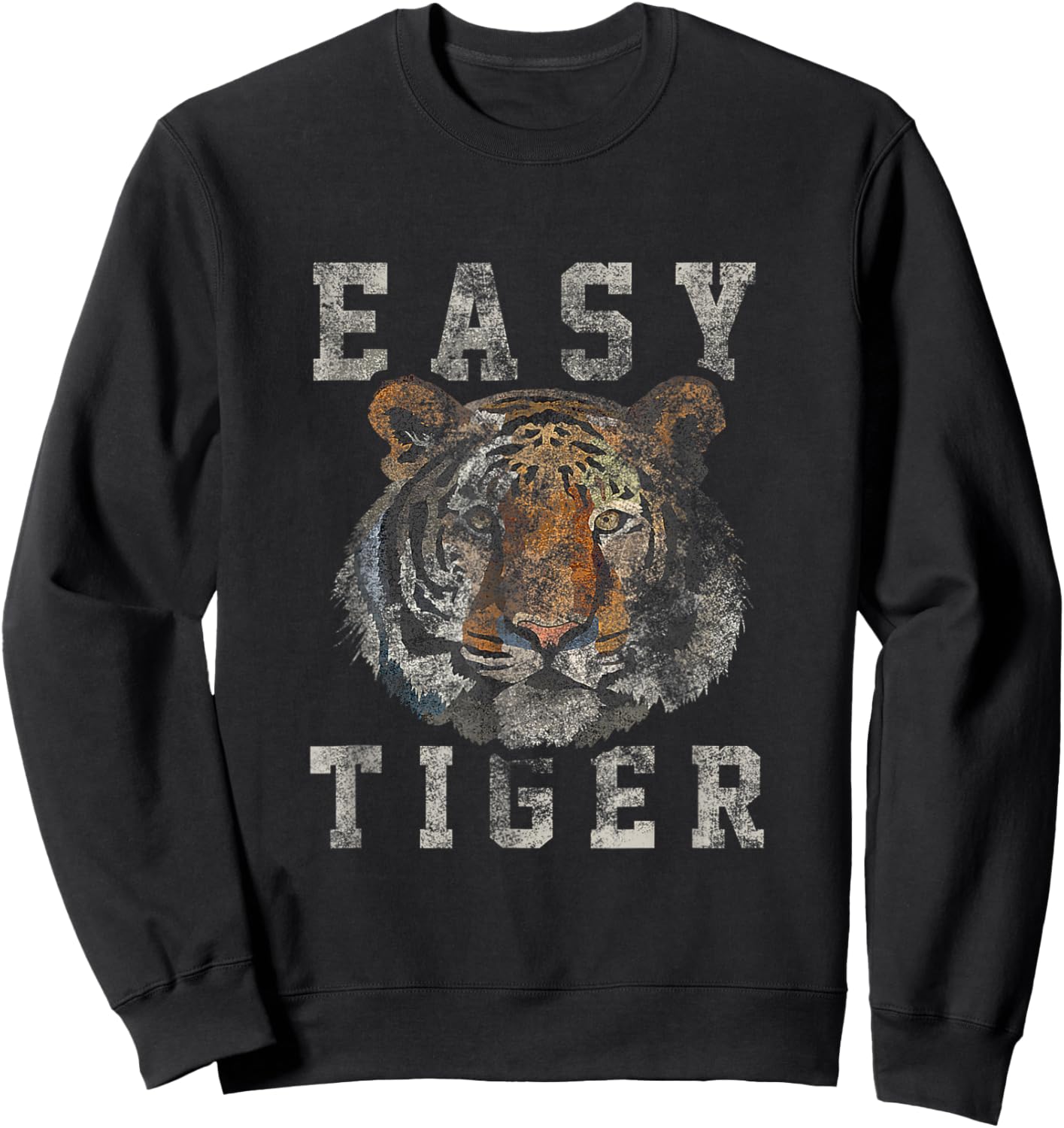 Easy Tiger Distressed Casual-Chic Graphic Sweatshirt - Sweatshirt | Black