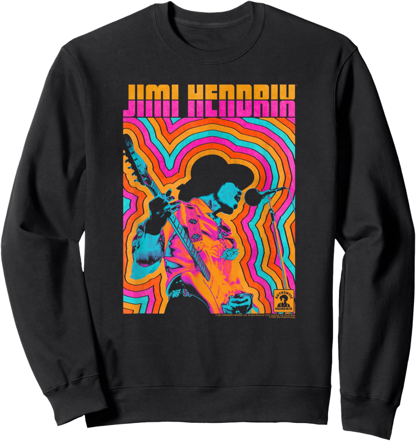 Jimi Hendrix Colorful Retro Vibe Lines Sweatshirt - Sweatshirt | Black