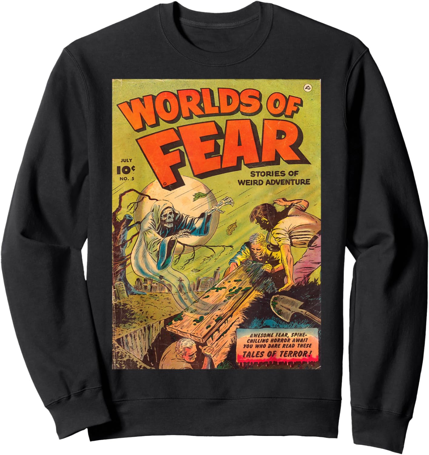 Halloween Horror Ghost Vintage Comic Book Retro haunted Sweatshirt - Sweatshirt | Black