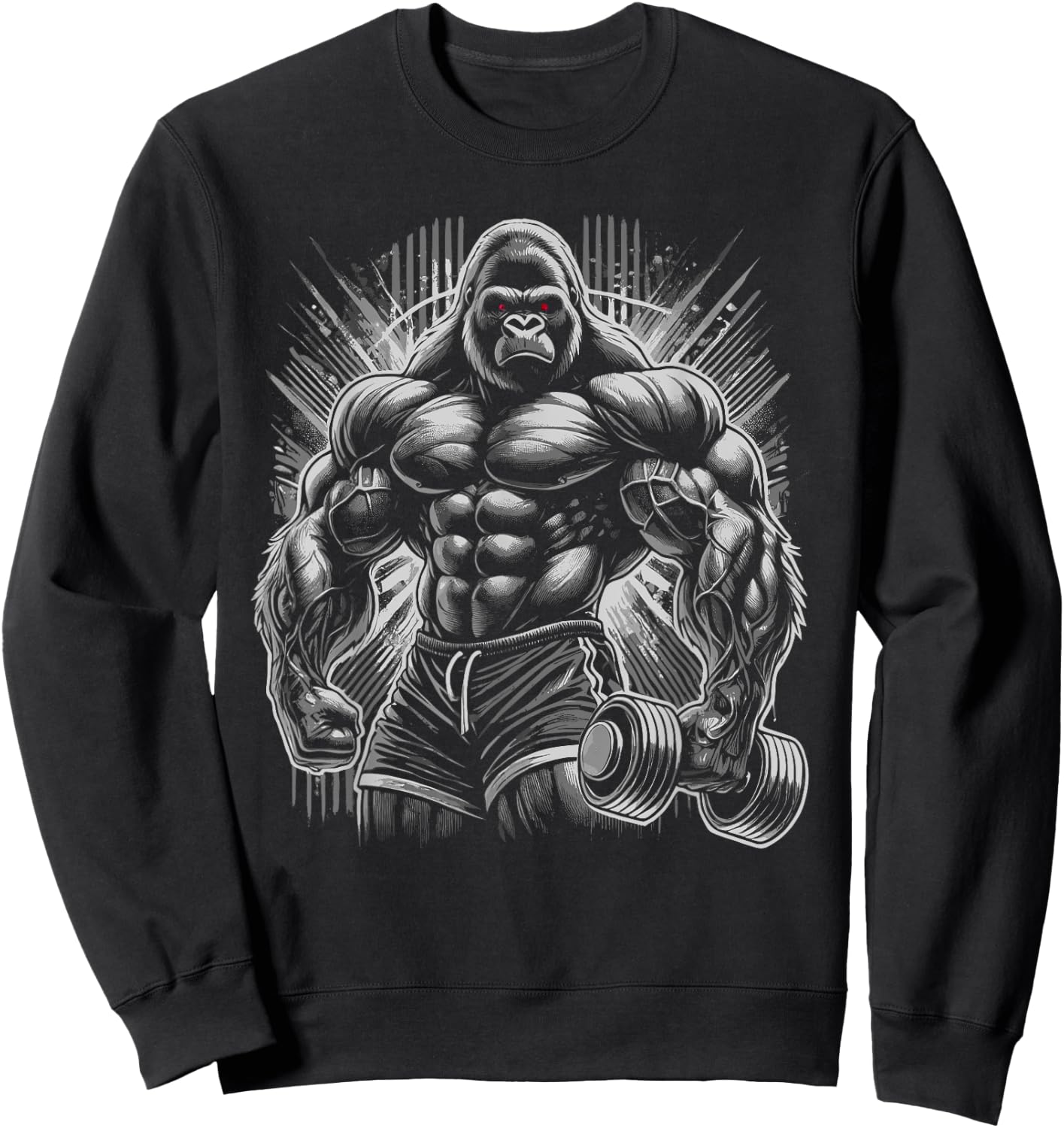 Gorilla Monkey Gym Wear Bodybuilding Workout Motivation Sweatshirt - Sweatshirt | Black