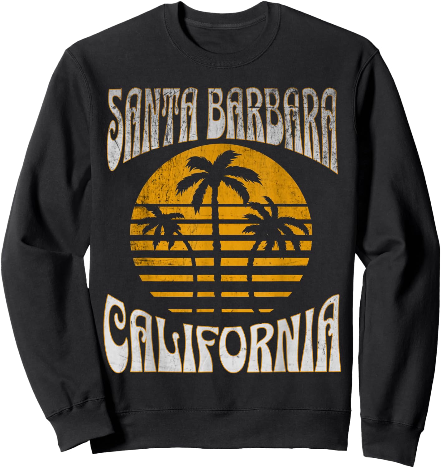Santa Barbara California Beach Summer Vacation Vintage Women Kids Sweatshirt - Sweatshirt | Black