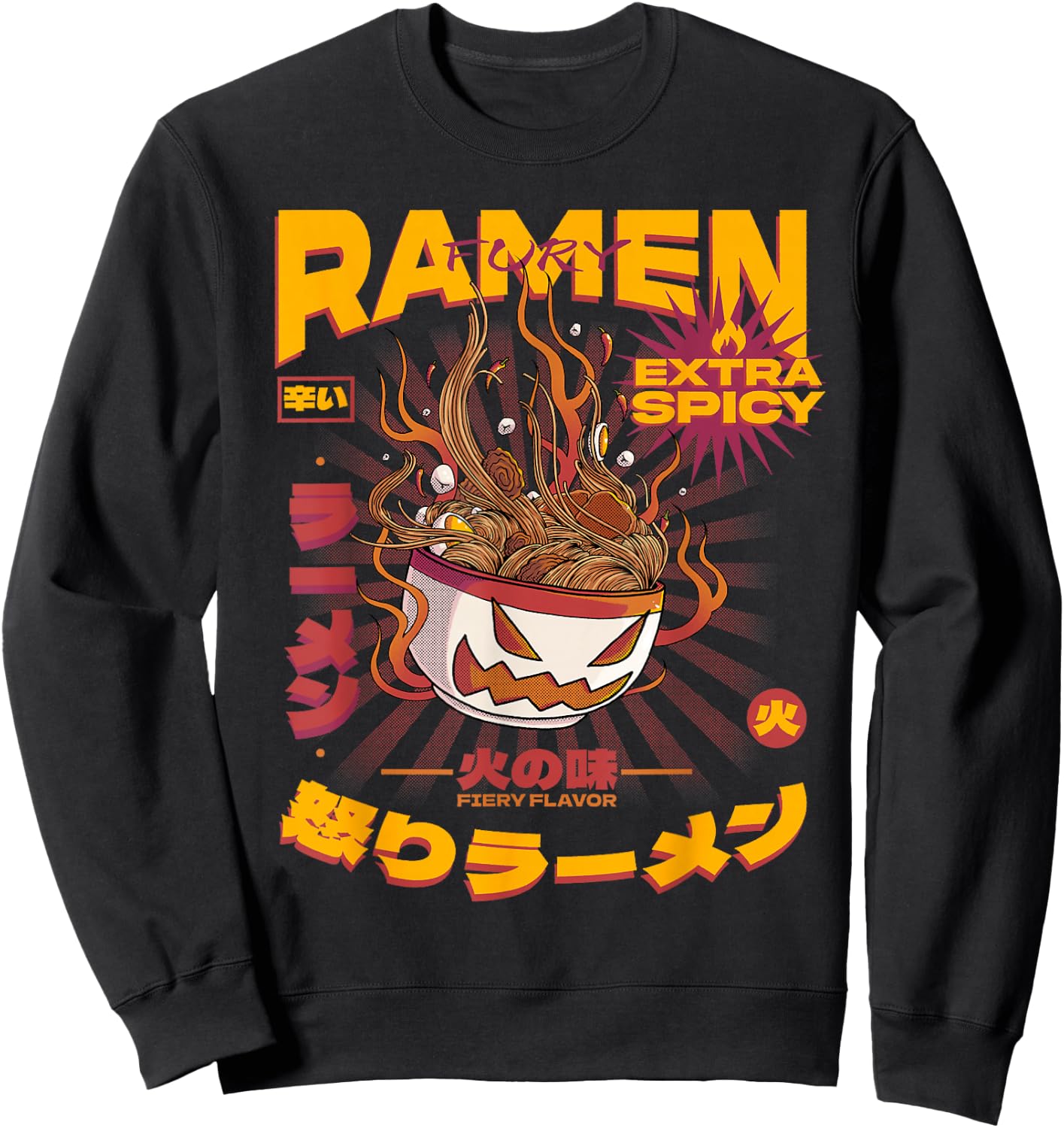 Japanese Ramen Noodles Shirt Monster Anime Food Ramen Lovers Sweatshirt - Sweatshirt | Black