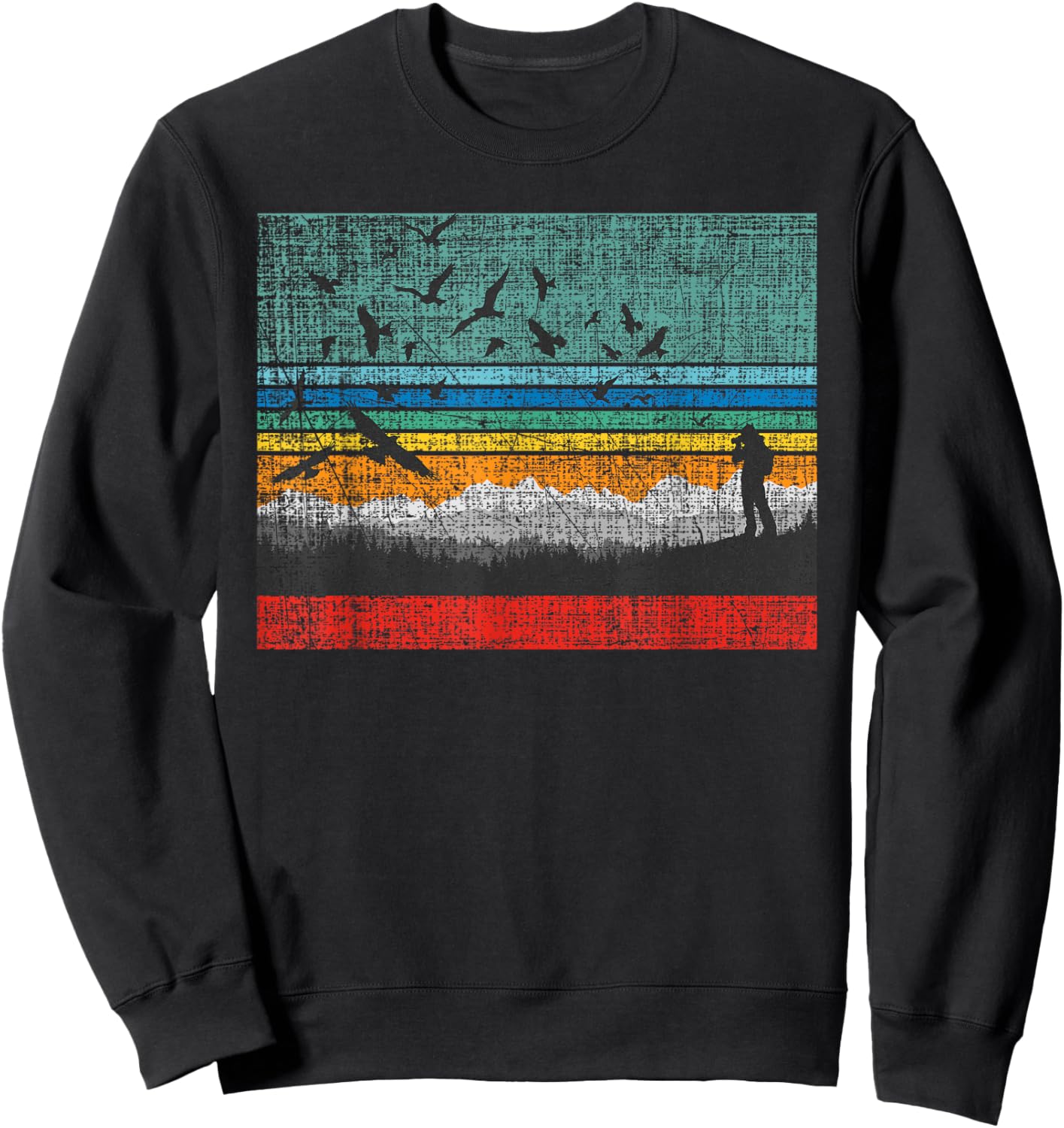 Retro Birding Bird Watching Bird Watcher Birder Sweatshirt - Sweatshirt | Black