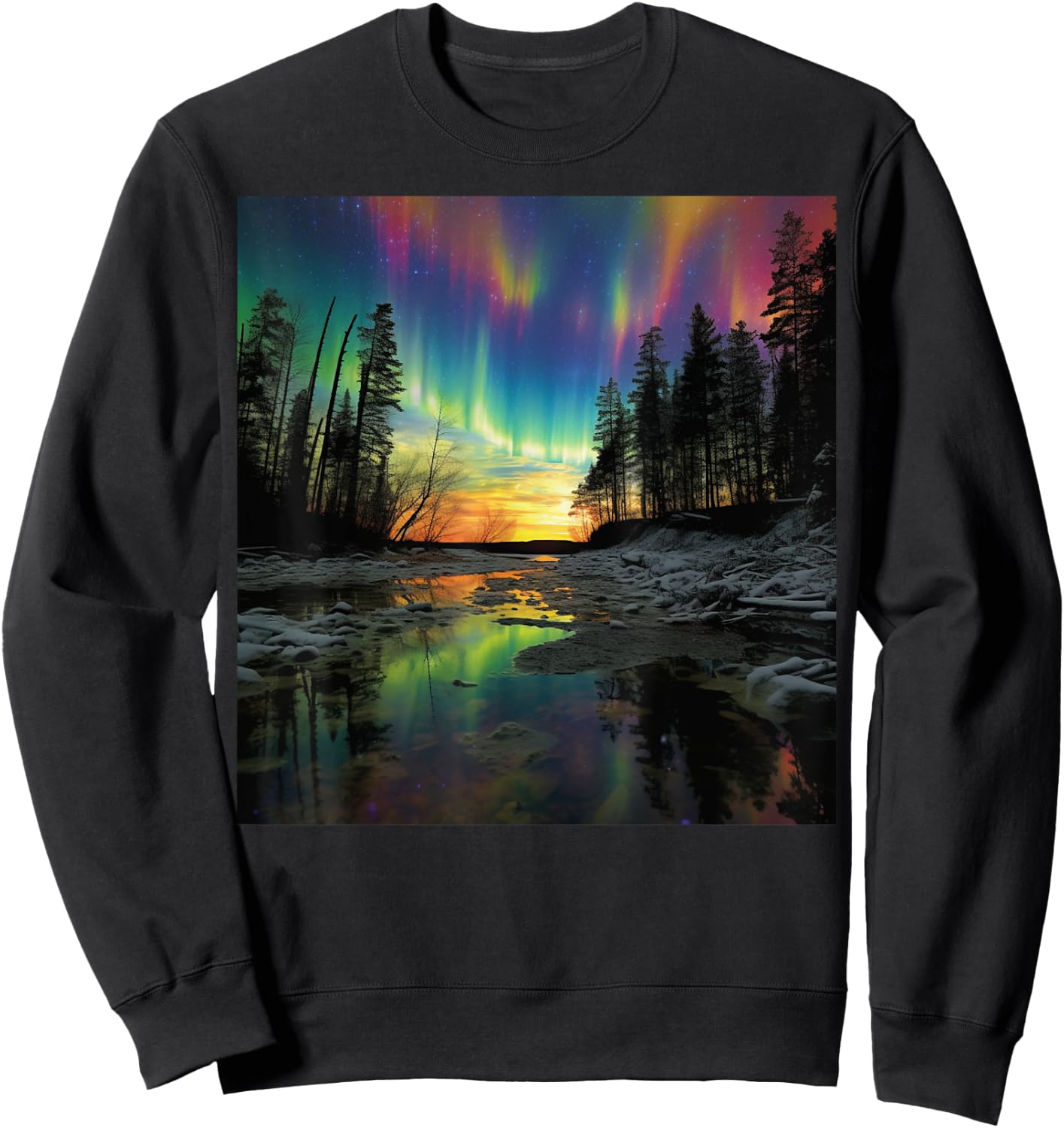 Minnesota Vacay Northern Lights Camping Hiking Souvenir Sweatshirt - Sweatshirt | Black