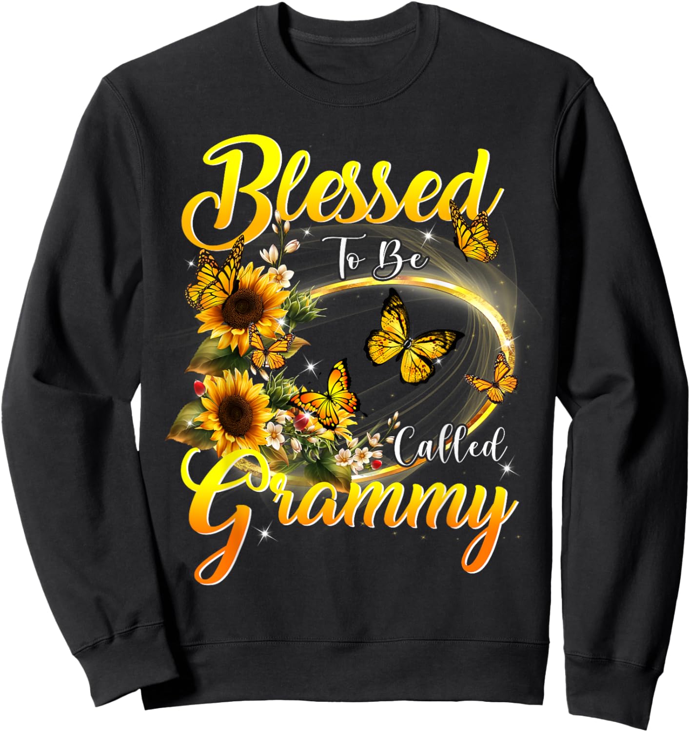 Blessed to be called Grammy Shirt Sunflower Lovers Grandma Sweatshirt - Sweatshirt | Black