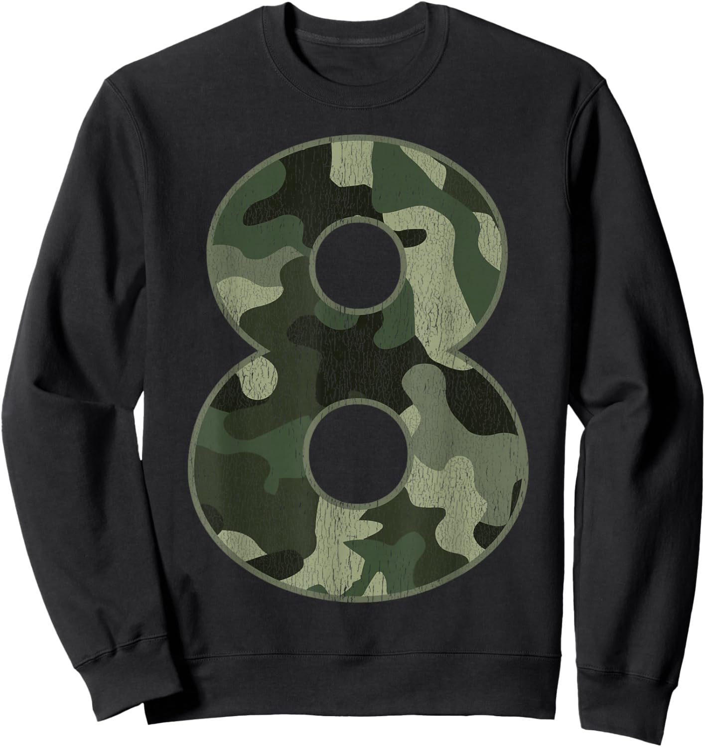 8th Birthday Army Birthday Party 8 Years Old Camo Number 8 Sweatshirt - Sweatshirt | Black