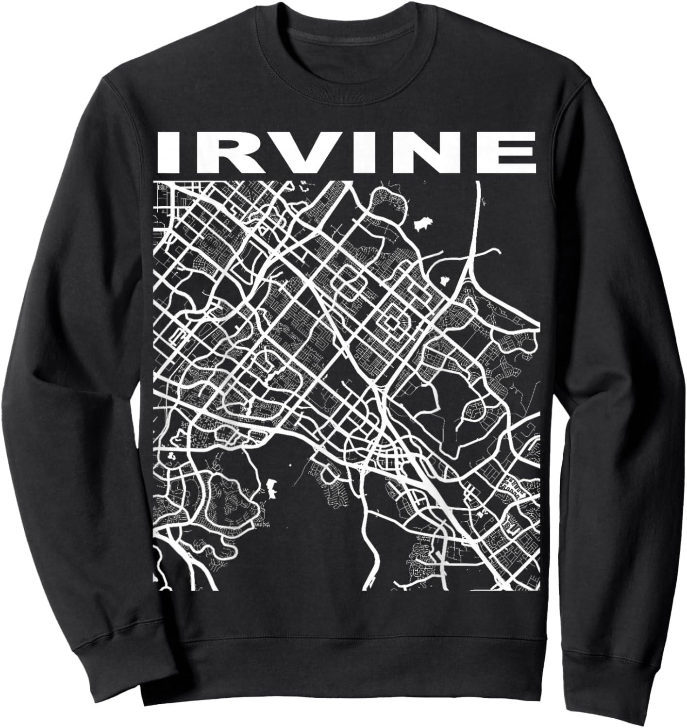 California Souvenir Irvine City Street Map Sweatshirt - Sweatshirt | Black