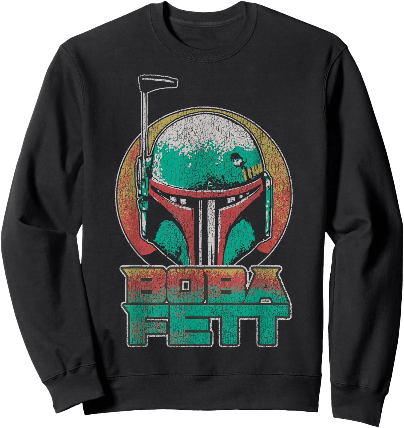 Star Wars The Book Of Boba Fett Vintage Helmet Logo V-2 Sweatshirt - Sweatshirt | Black