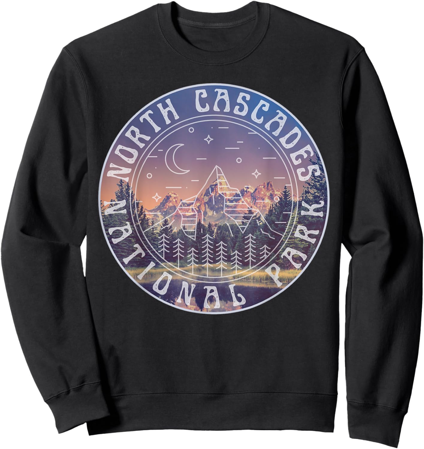 North Cascades National Park Washington Mountains Hiking Sweatshirt - Sweatshirt | Black