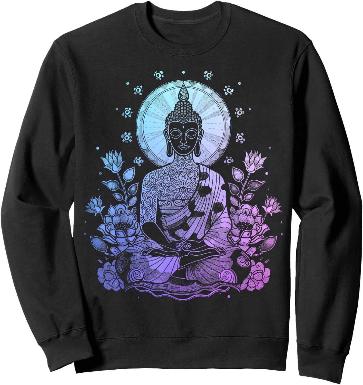 Buddha Floral Vintage Flower Yoga Buddhism Yogi Buddhist Sweatshirt - Sweatshirt | Black