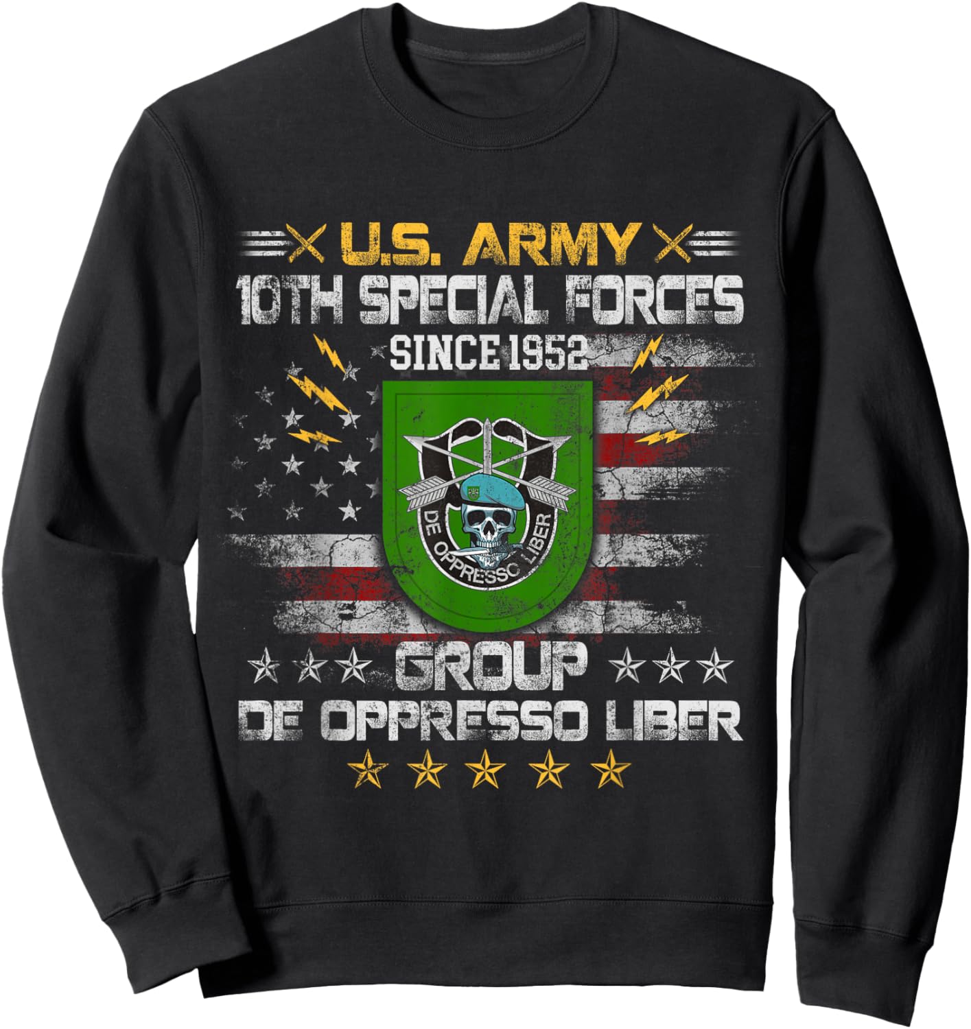 10th Special Forces Group Veteran 10th SFG 4th of July Sweatshirt - Sweatshirt | Black