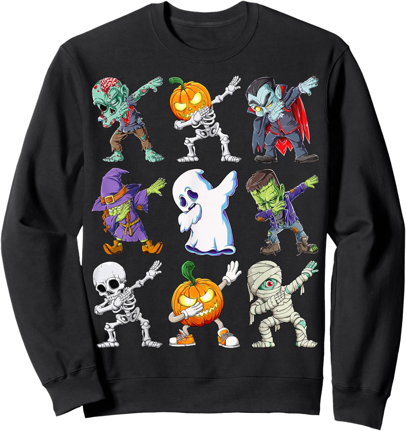 Dabbing Halloween Boys Skeleton Zombie Scary Pumpkin Mummy Sweatshirt - Sweatshirt | Black